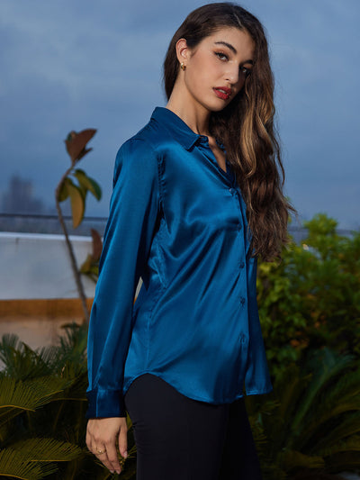 Reyanna™ | Silkesklassisk Militärinspirerad Blus Med Krage
