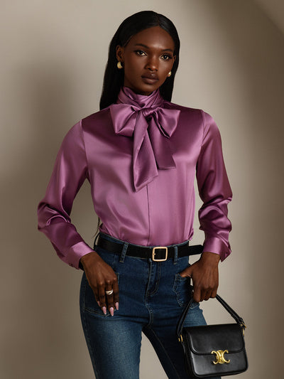 Reyanna™ | Dambasic Blus I 19 Momme Siden Med Knutkrage