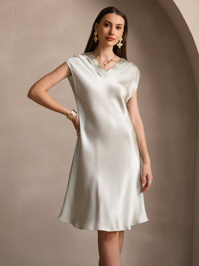 Reyanna™ | Ren Siden Elegant Cap Sleeve Klänning