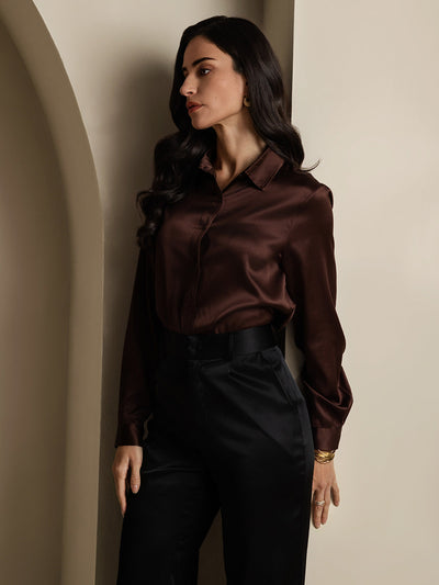 Dam 19 Momme Mulberry Silke Elegant Långärmad Skjorta