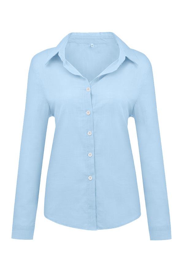 Reyanna™ | Casual Solid Button Shirt Collar Blouse