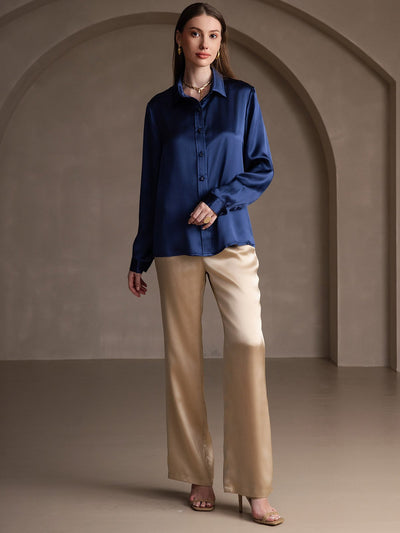 Dam 19 Momme Mulberry Silke Elegant Långärmad Skjorta