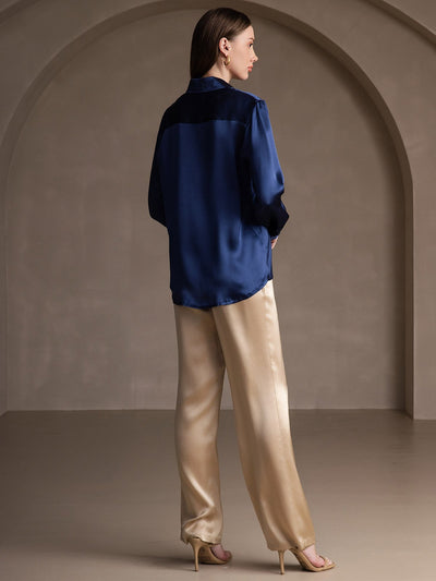 Dam 19 Momme Mulberry Silke Elegant Långärmad Skjorta