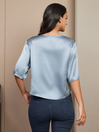 Reyanna™ | Rent Silke Enfärgad Hårärm Dam T-Shirt