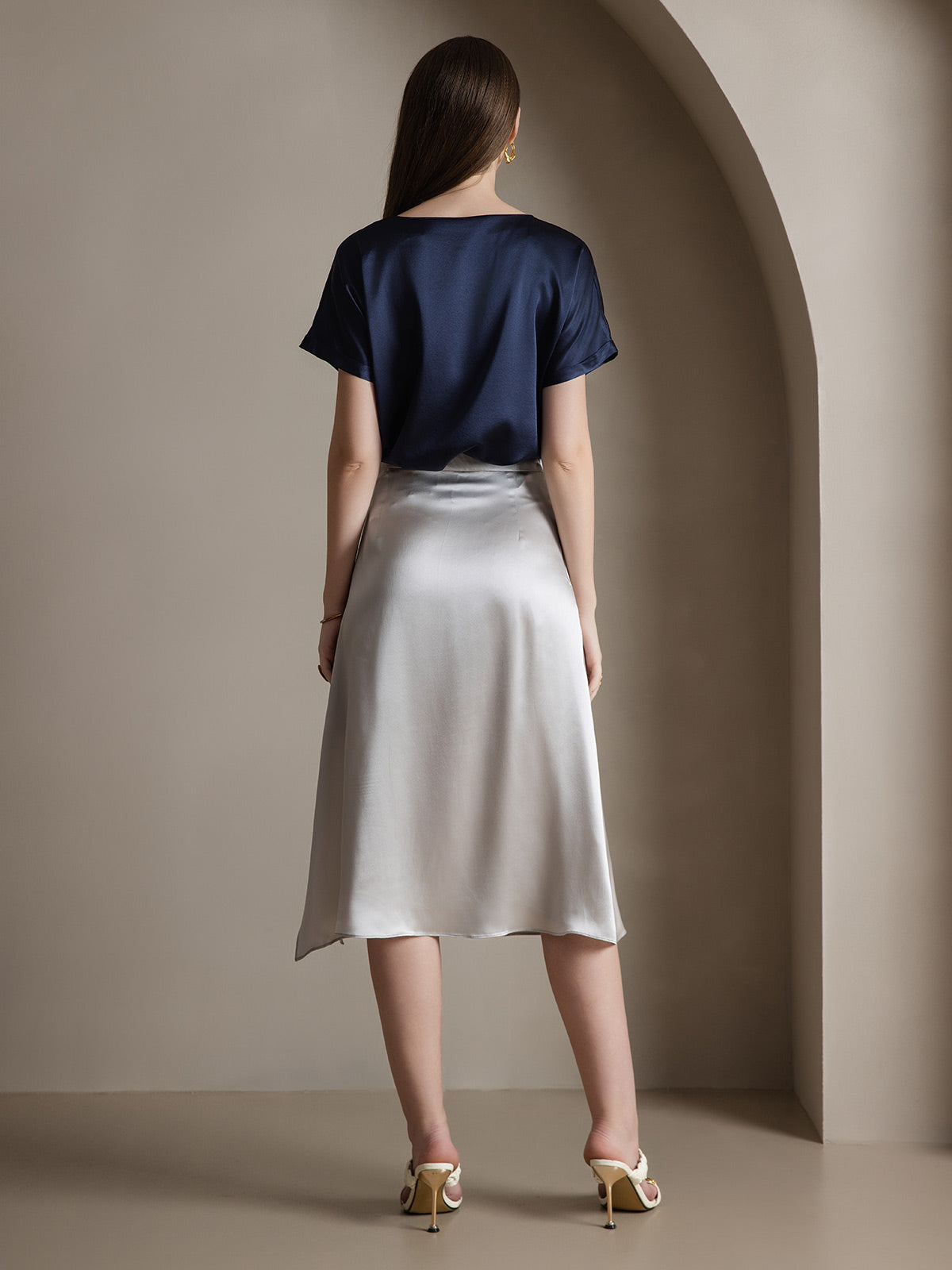 Reyanna™ | Siden Enfärgad Elegant Kjol Med Sprund