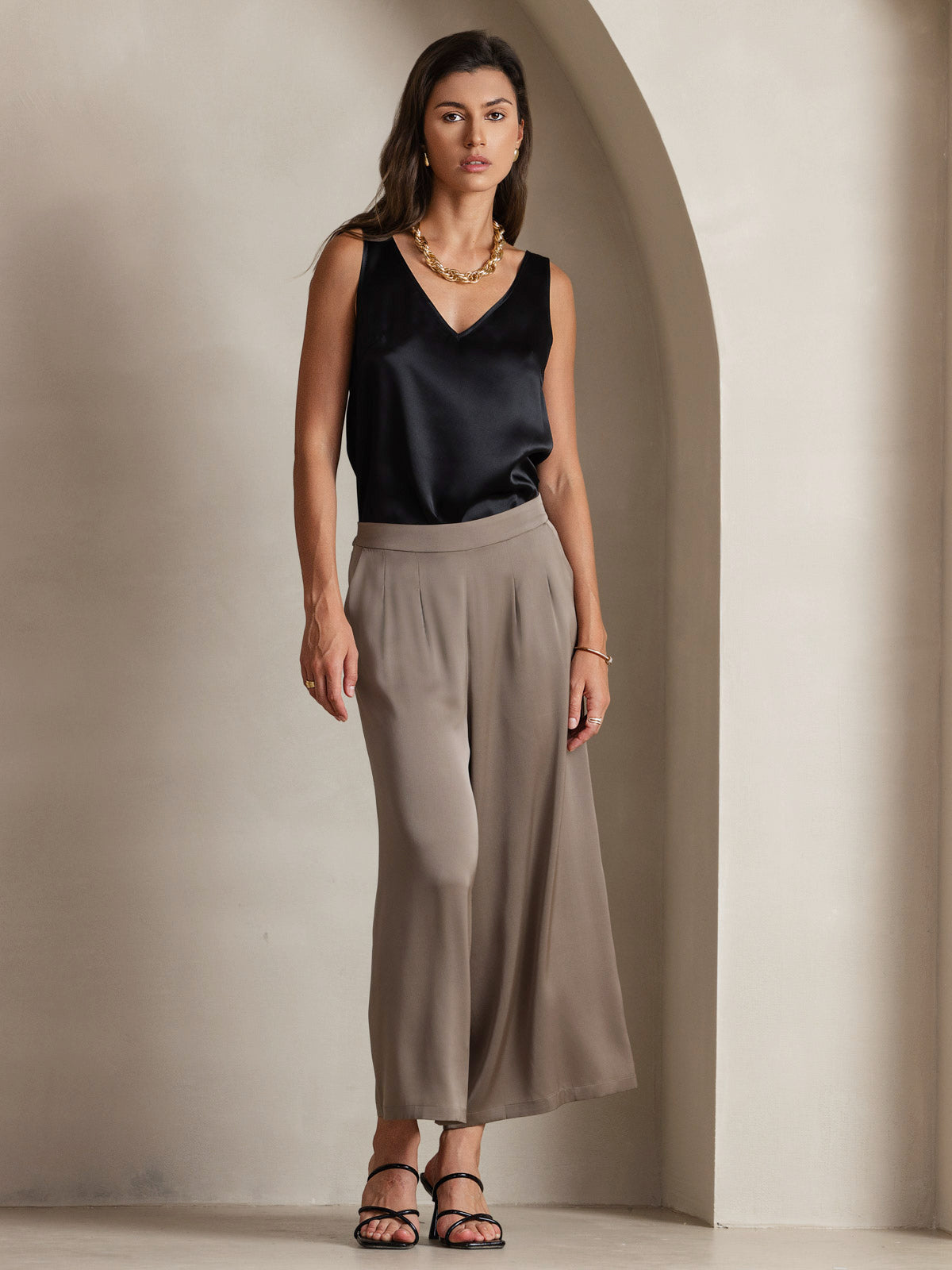 Reyanna™ | Silke V-ringning Tirantes Camiseta Top
