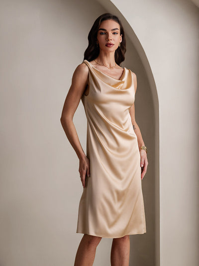 Reyanna™ | Siden elegant cowl-neck ärmlös klänning