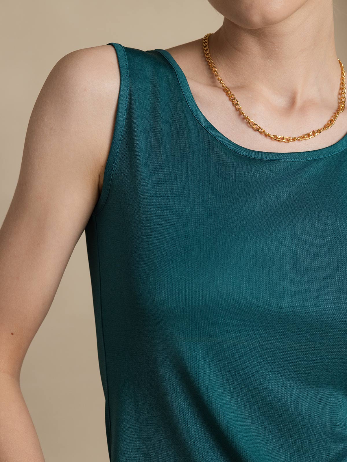 Reyanna™ | Sidenstickad Lounge Rund Halsringning Tank Top