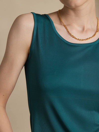 Reyanna™ | Sidenstickad Lounge Rund Halsringning Tank Top