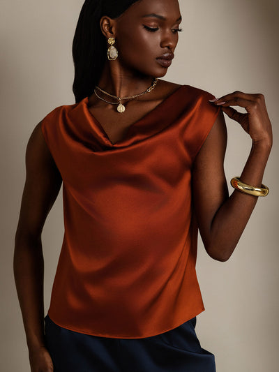 Reyanna™ | Silke Kappärmad Krage Tanktop/Blus