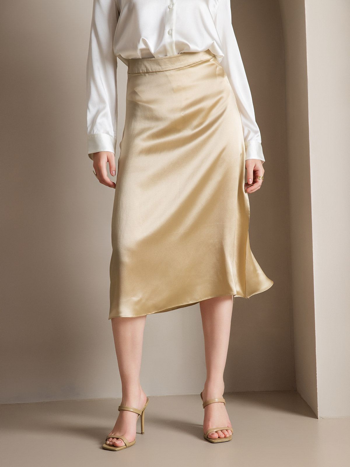 Reyanna™ | Siden Enfärgad Elegant Kjol Med Sprund