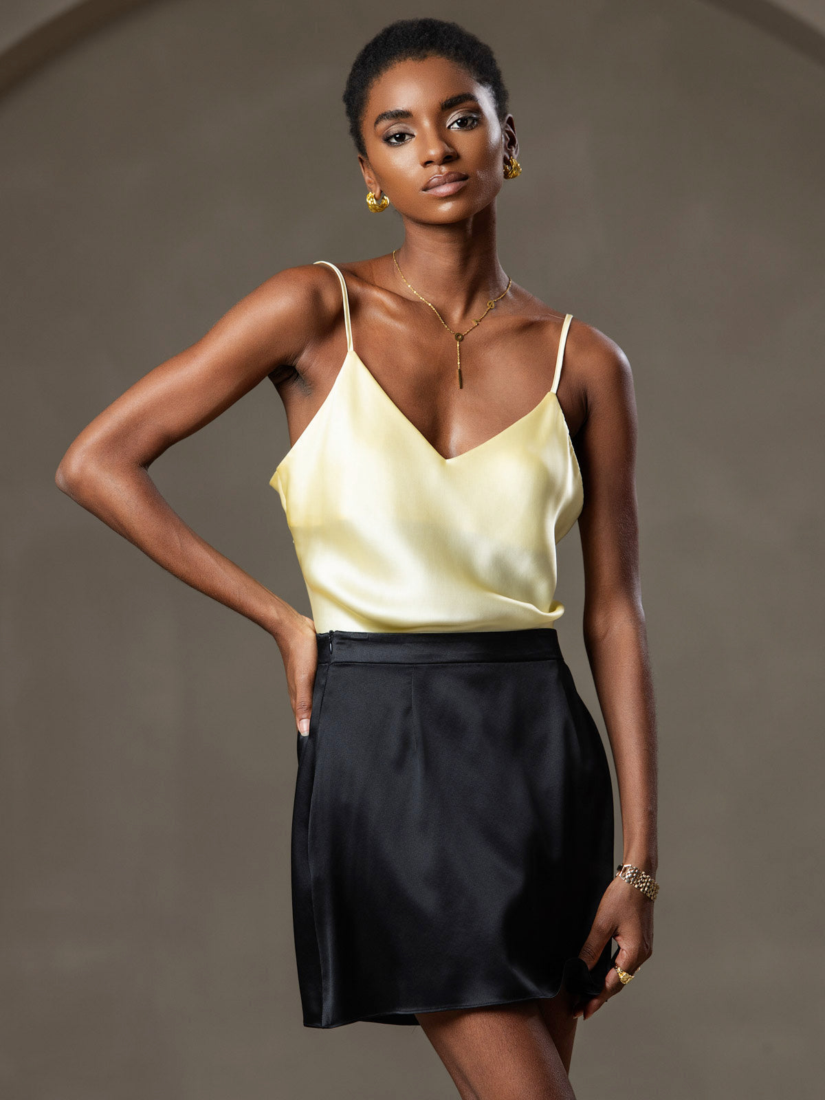 Reyanna™ | V-ringning Ren Silke Spaghettiband Camisole-linne