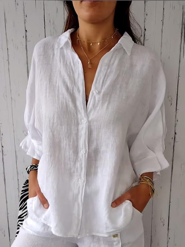 Reyanna™ | Cotton and Linen Solid Color Casual Shirt