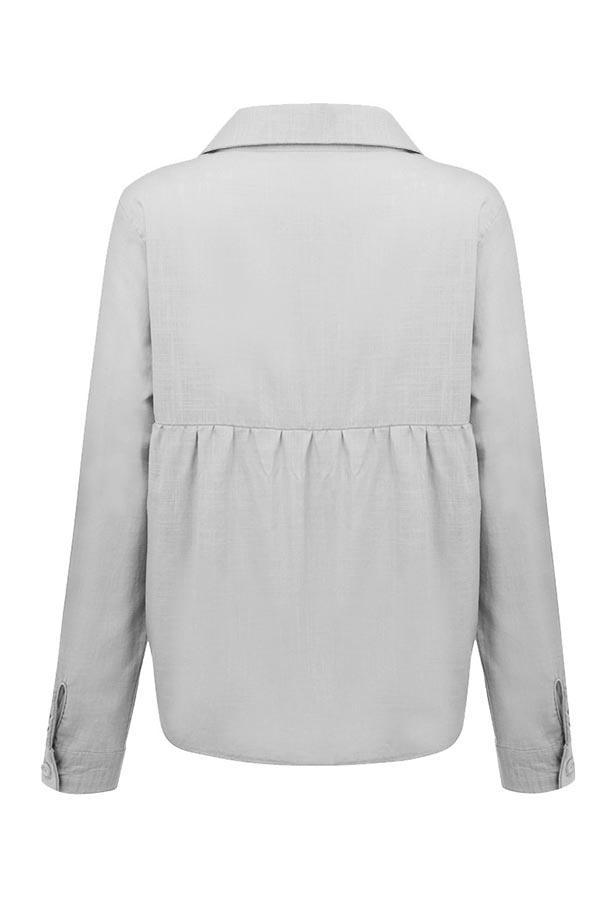 Reyanna™ | Casual Solid Button Shirt Collar Blouse