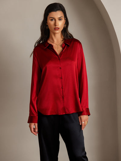 Reyanna™ | Silkesklassisk Militärinspirerad Blus Med Krage
