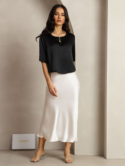 Reyanna™ | Rent Silke Enfärgad Hårärm Dam T-Shirt