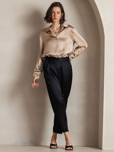 Reyanna™ | Silkesklassisk Militärinspirerad Blus Med Krage