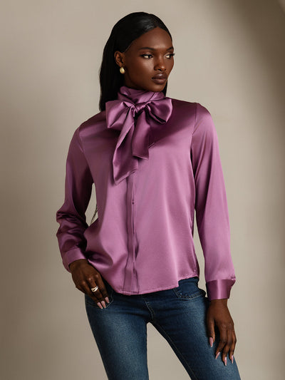 Reyanna™ | Dambasic Blus I 19 Momme Siden Med Knutkrage