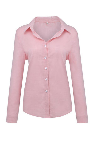 Reyanna™ | Casual Solid Button Shirt Collar Blouse