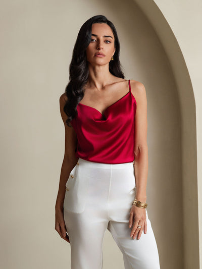Reyanna™ | Silke Tunna Axelband Draperad Halsringning CamisoleTop