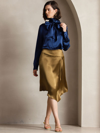 Reyanna™ | Dambasic Blus I 19 Momme Siden Med Knutkrage