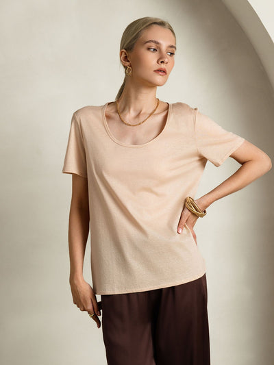 Reyanna™ | Silkeblandning U-ringning Dam T-shirt