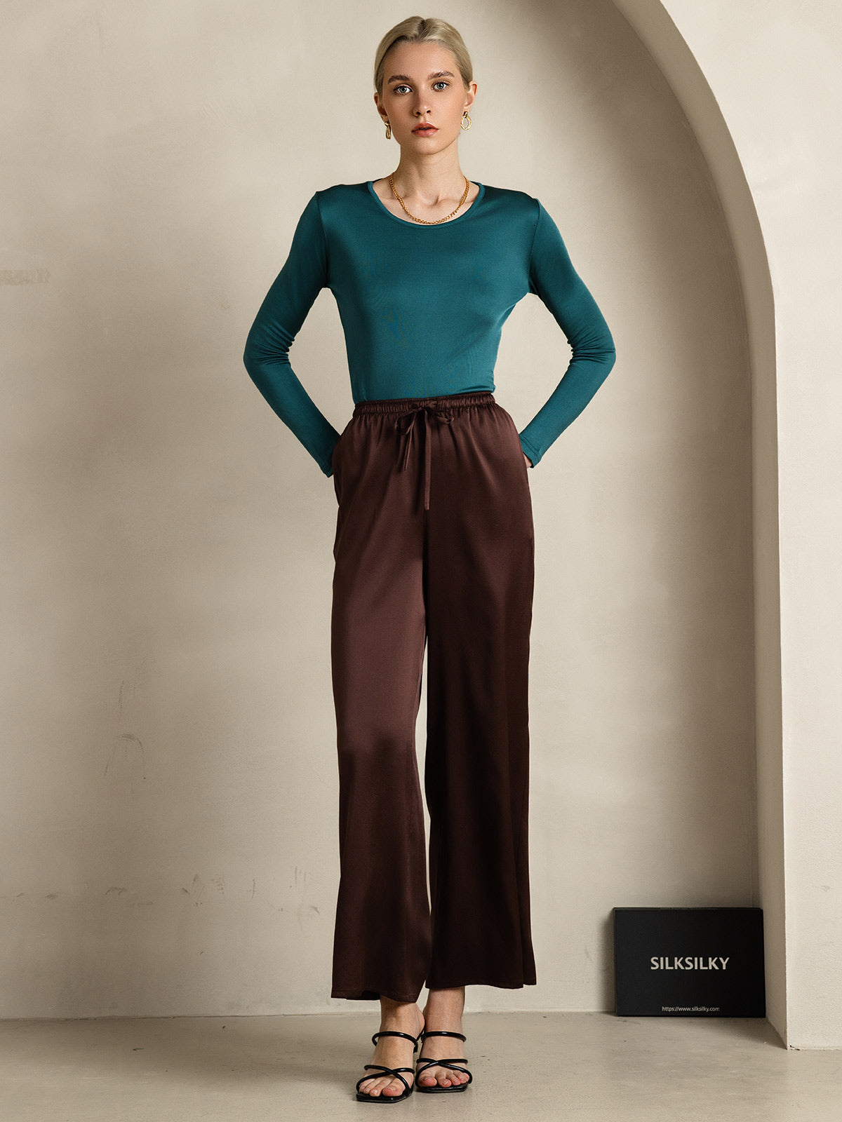 Reyanna™ | Ren Silke Avslappnad Elastisk Midja Byxa