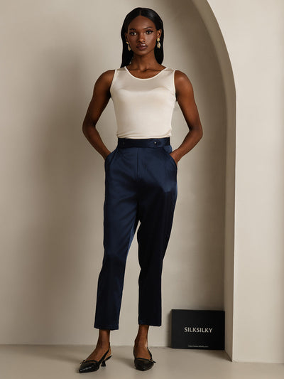 Reyanna™ | Sidenstickad Lounge Rund Halsringning Tank Top