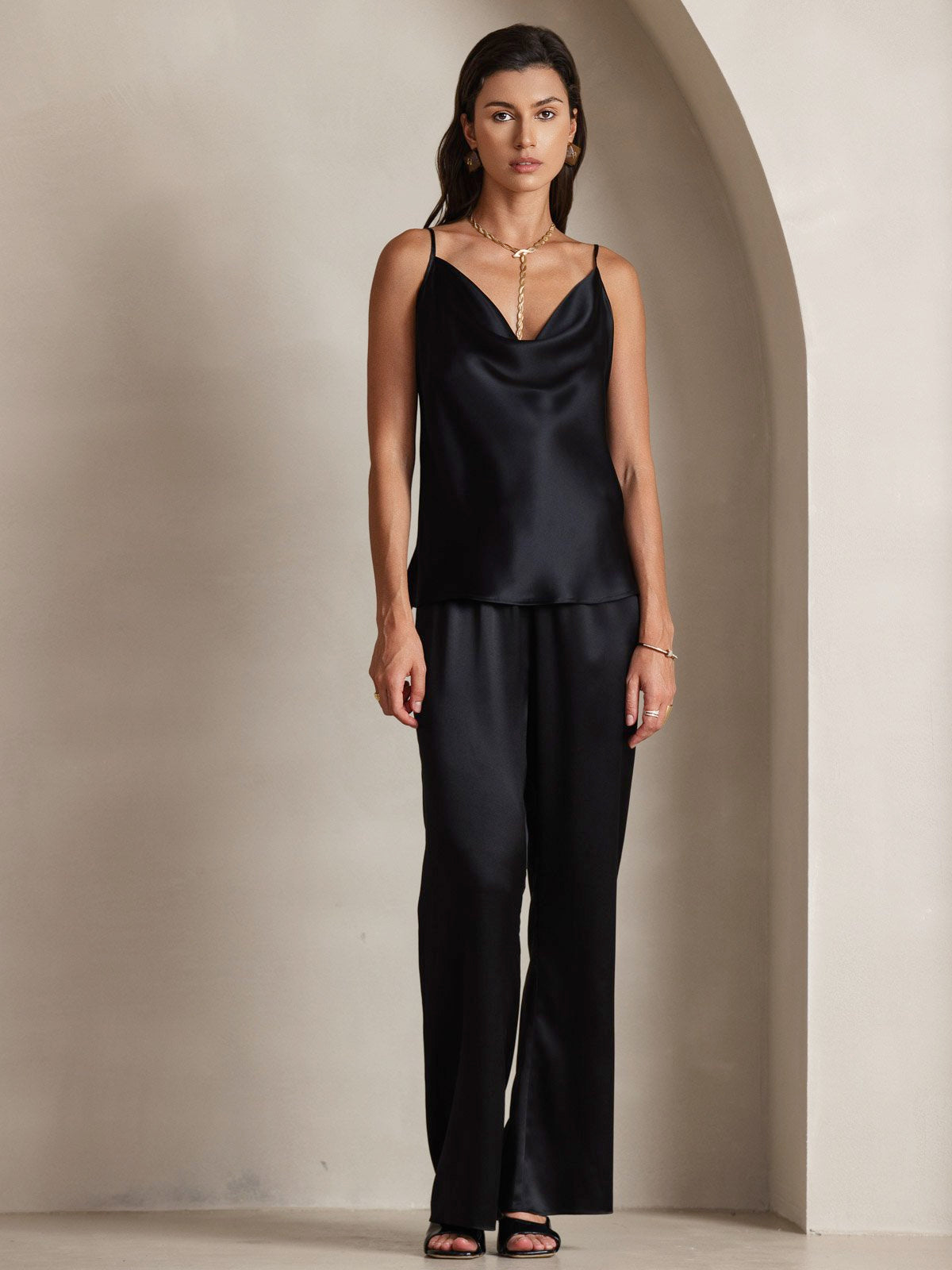 Reyanna™ | Silke Tunna Axelband Draperad Halsringning CamisoleTop