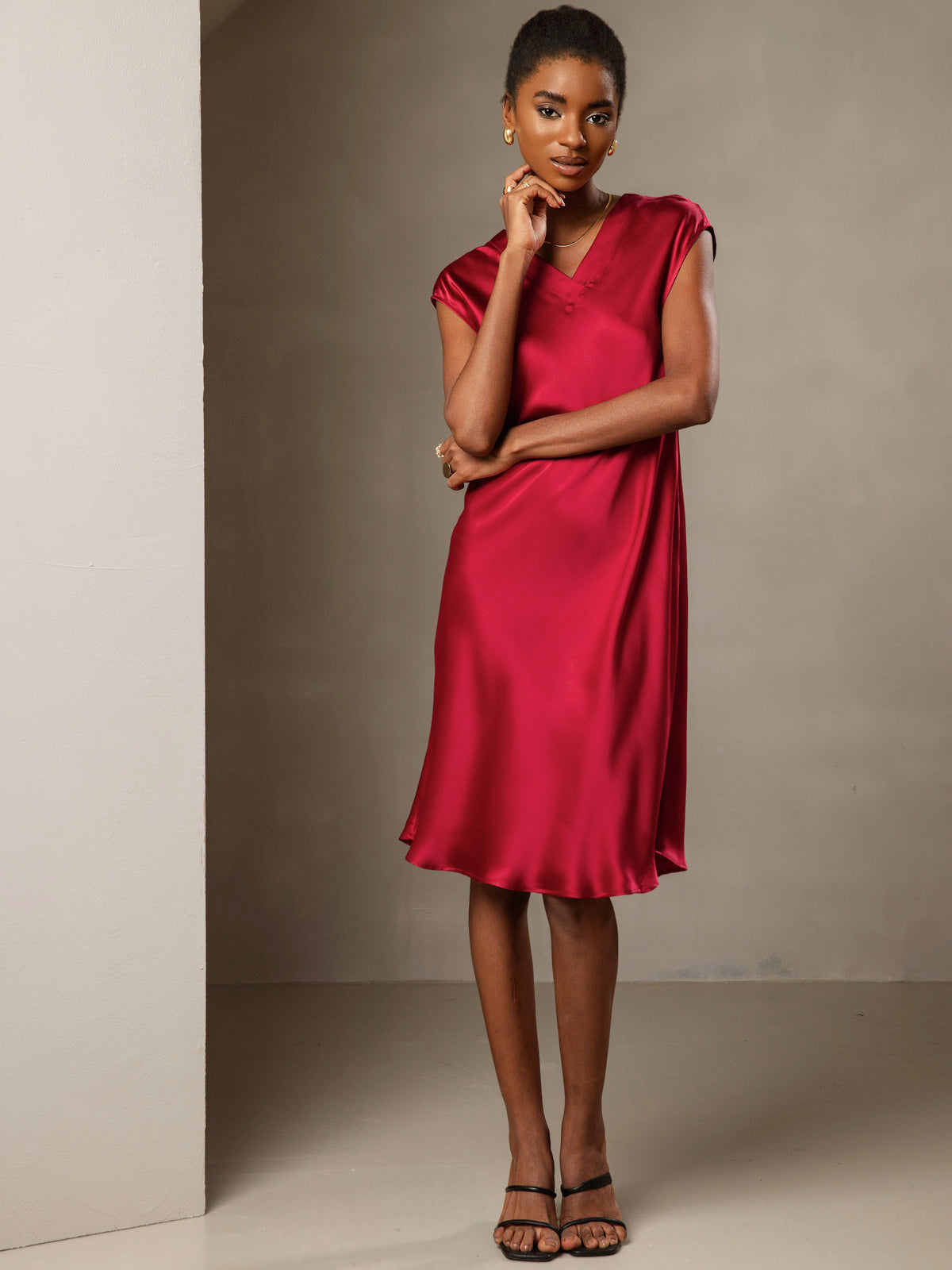 Reyanna™ | Ren Siden Elegant Cap Sleeve Klänning