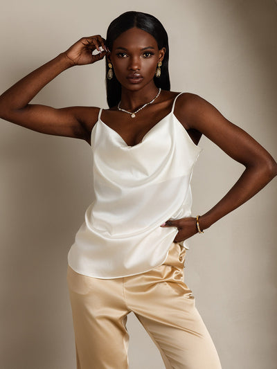 Reyanna™ | Silke Tunna Axelband Draperad Halsringning CamisoleTop