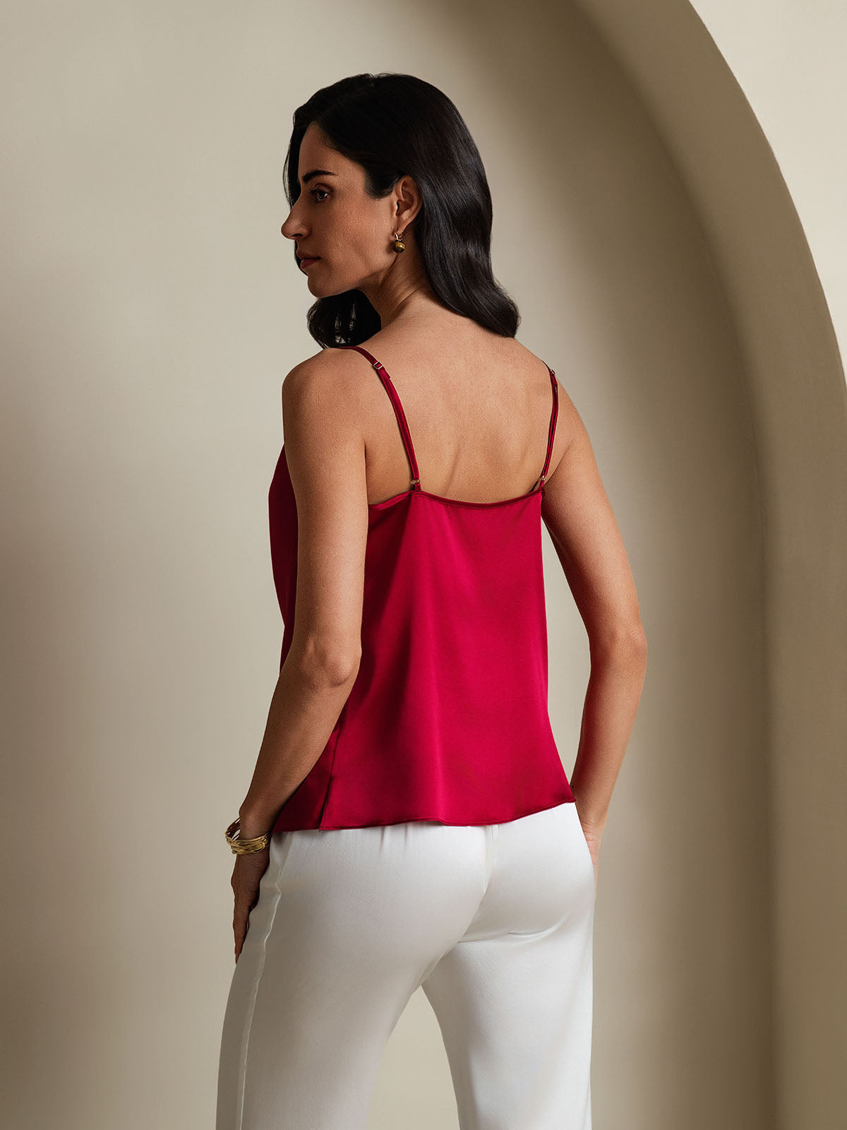 Reyanna™ | Silke Tunna Axelband Draperad Halsringning CamisoleTop