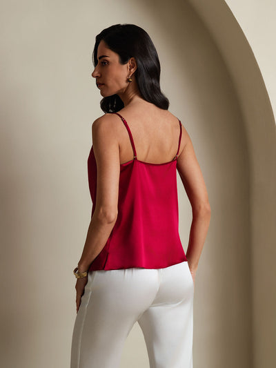 Reyanna™ | Silke Tunna Axelband Draperad Halsringning CamisoleTop
