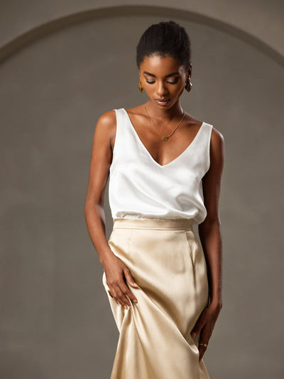 Reyanna™ | Silke V-ringning Tirantes Camiseta Top