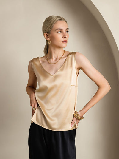 Reyanna™ | Silke V-ringning Tirantes Camiseta Top