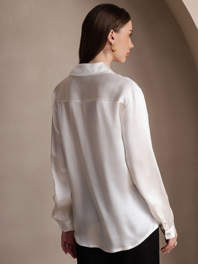Dam 19 Momme Mulberry Silke Elegant Långärmad Skjorta