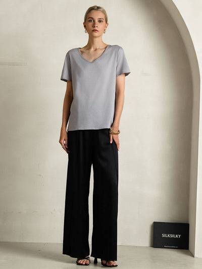 Reyanna™ | Silkeblandning V-ringning Dam T-shirt