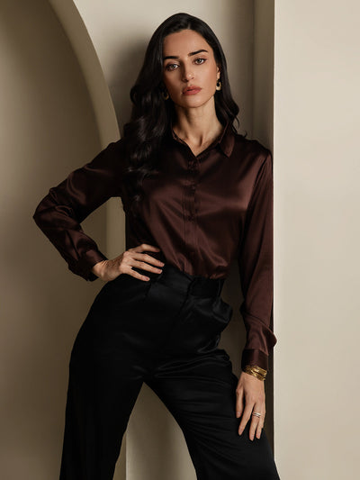 Dam 19 Momme Mulberry Silke Elegant Långärmad Skjorta