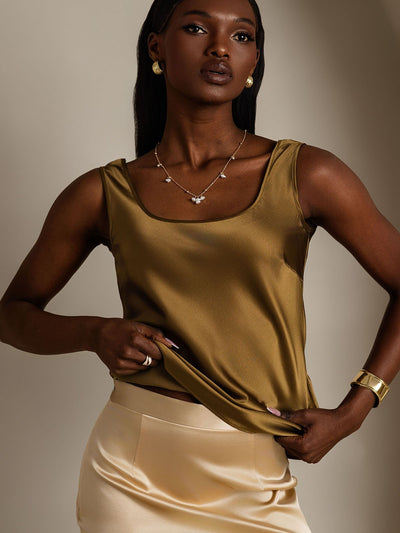 Reyanna™ | Silke U-ringad Axelbands Camiseta Top