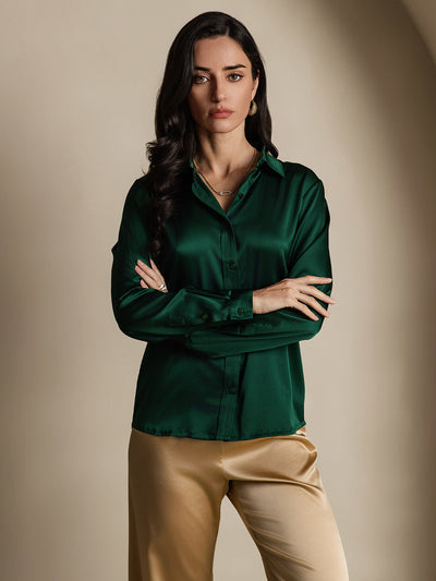 Dam 19 Momme Mulberry Silke Elegant Långärmad Skjorta