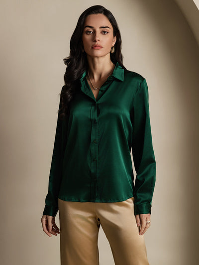 Dam 19 Momme Mulberry Silke Elegant Långärmad Skjorta
