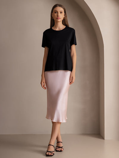 Reyanna™ | Silke Stickad Bas Rund Hals T-Shirt