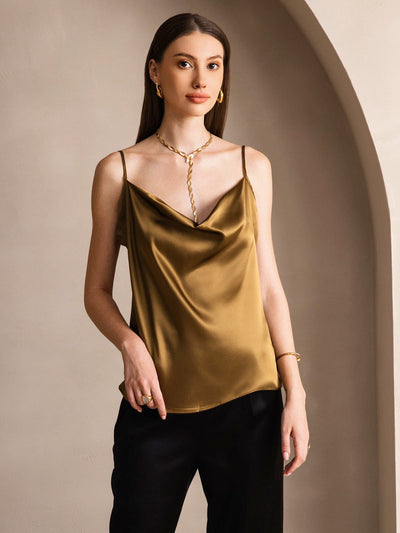 Reyanna™ | Silke Tunna Axelband Draperad Halsringning CamisoleTop