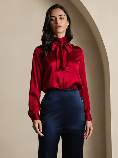 Reyanna™ | Dambasic Blus I 19 Momme Siden Med Knutkrage