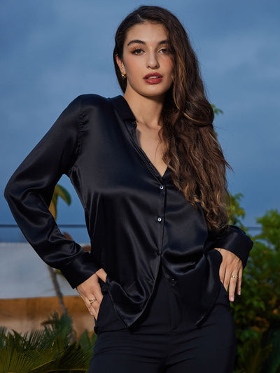 Reyanna™ | Silkesklassisk Militärinspirerad Blus Med Krage