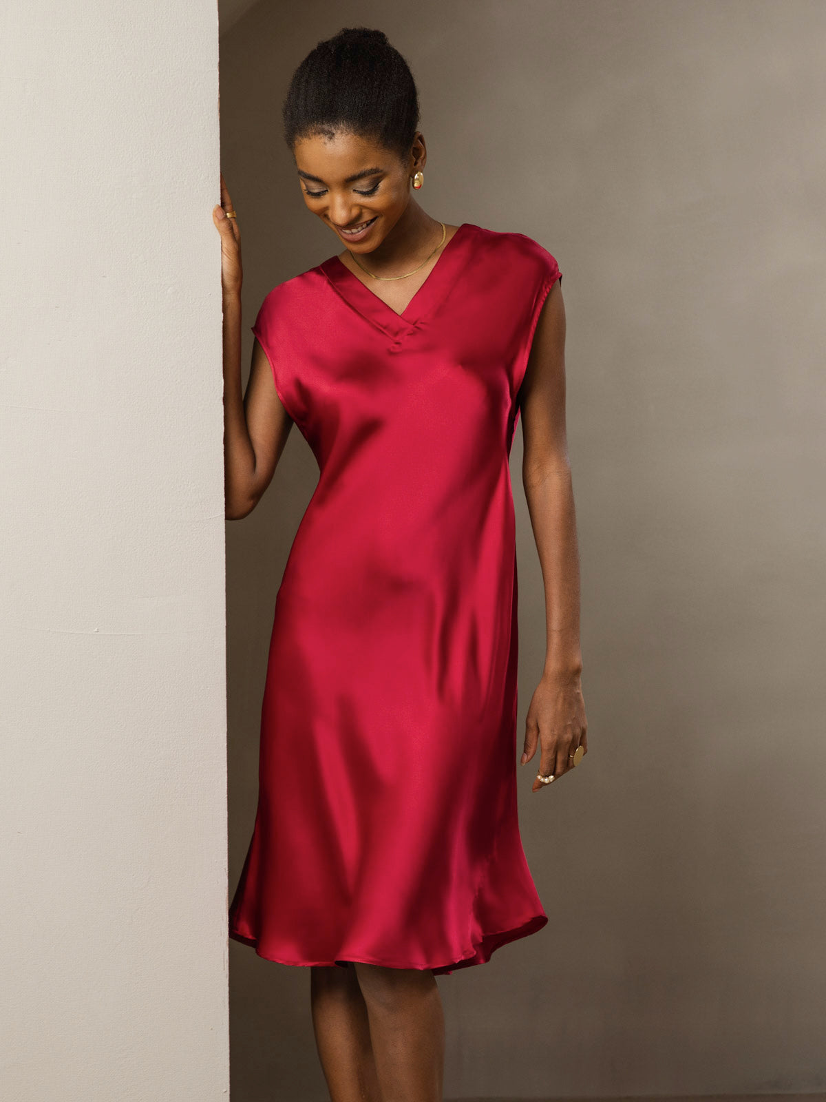 Reyanna™ | Ren Siden Elegant Cap Sleeve Klänning