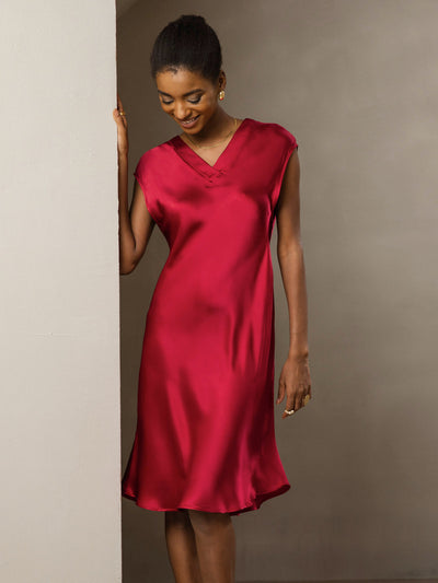 Reyanna™ | Ren Siden Elegant Cap Sleeve Klänning