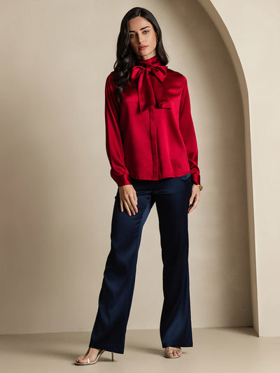 Reyanna™ | Dambasic Blus I 19 Momme Siden Med Knutkrage
