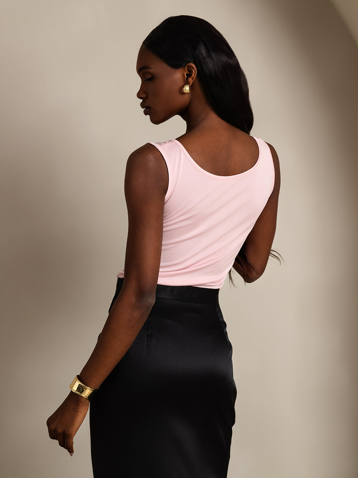 Reyanna™ | Sidenstickad Lounge Rund Halsringning Tank Top