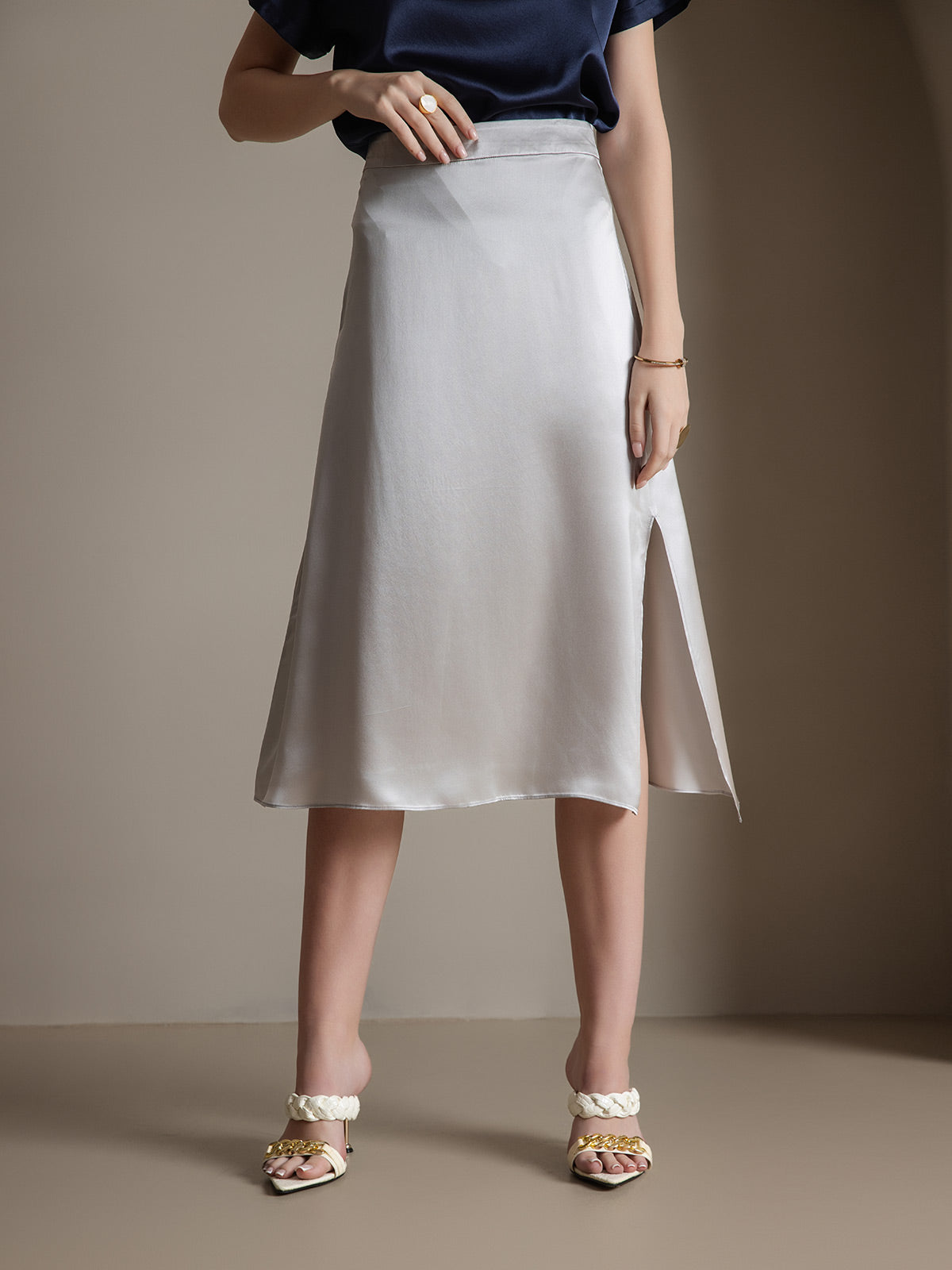 Reyanna™ | Siden Enfärgad Elegant Kjol Med Sprund